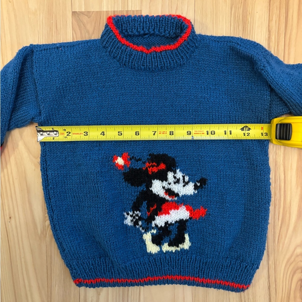 Blue Sweater with Disney Mickey and Minnie Character Design sz 3T Handmade - Picture 6 of 7